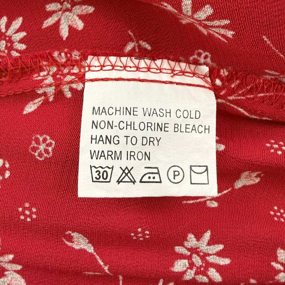 Villager Liz Claiborne Ditsy Floral Midi Skirt Red Vintage 90s Cottagecore Sz 6 - Picture 8 of 10